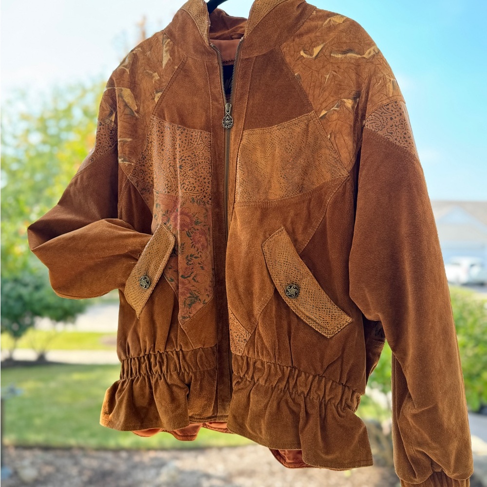 Vintage Winlit Statement Leather Patchwork Bomber - image 2